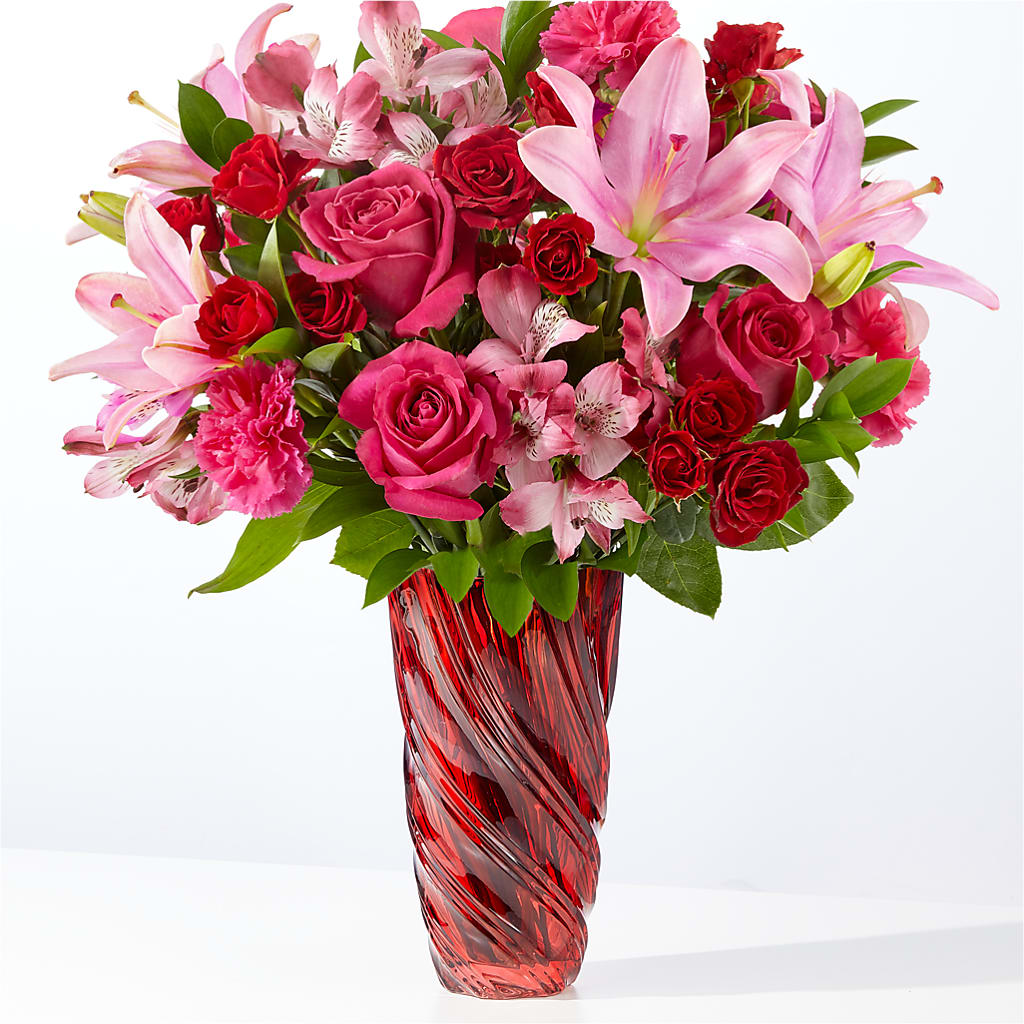 In Love Bouquet with Luxe Swirl Vase – A & A FLORIST, Chester SC