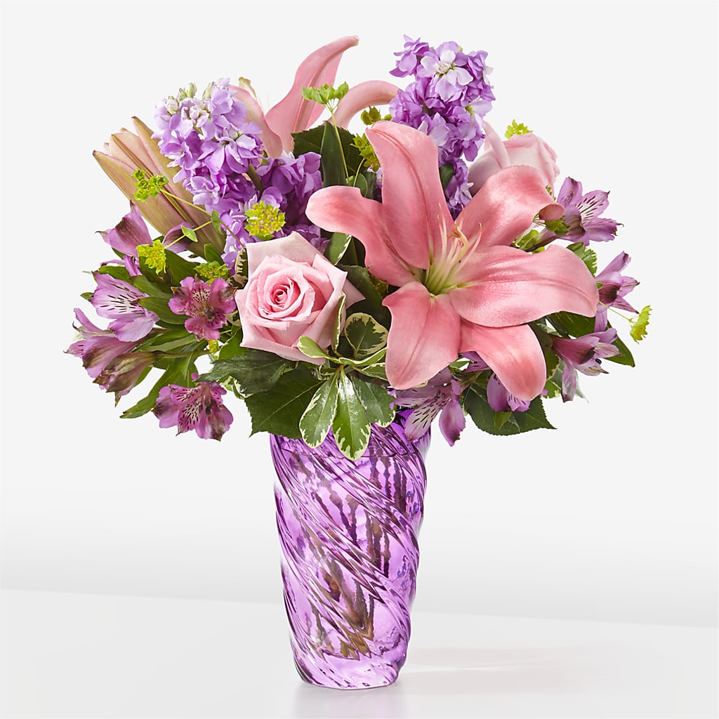 Precious Petals Bouquet with Luxe Swirl Vase – A & A FLORIST, Chester SC