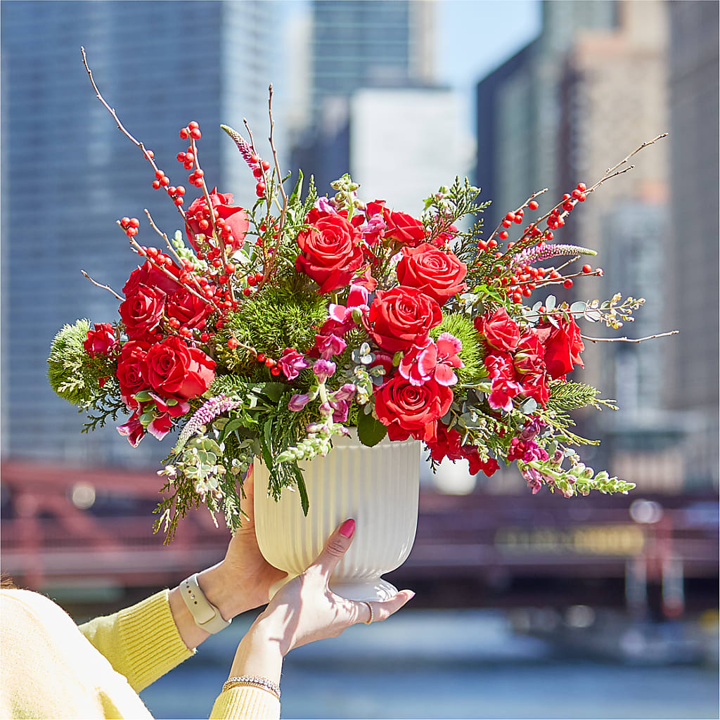 Big Red Bow Bouquet – A & A FLORIST, Chester SC