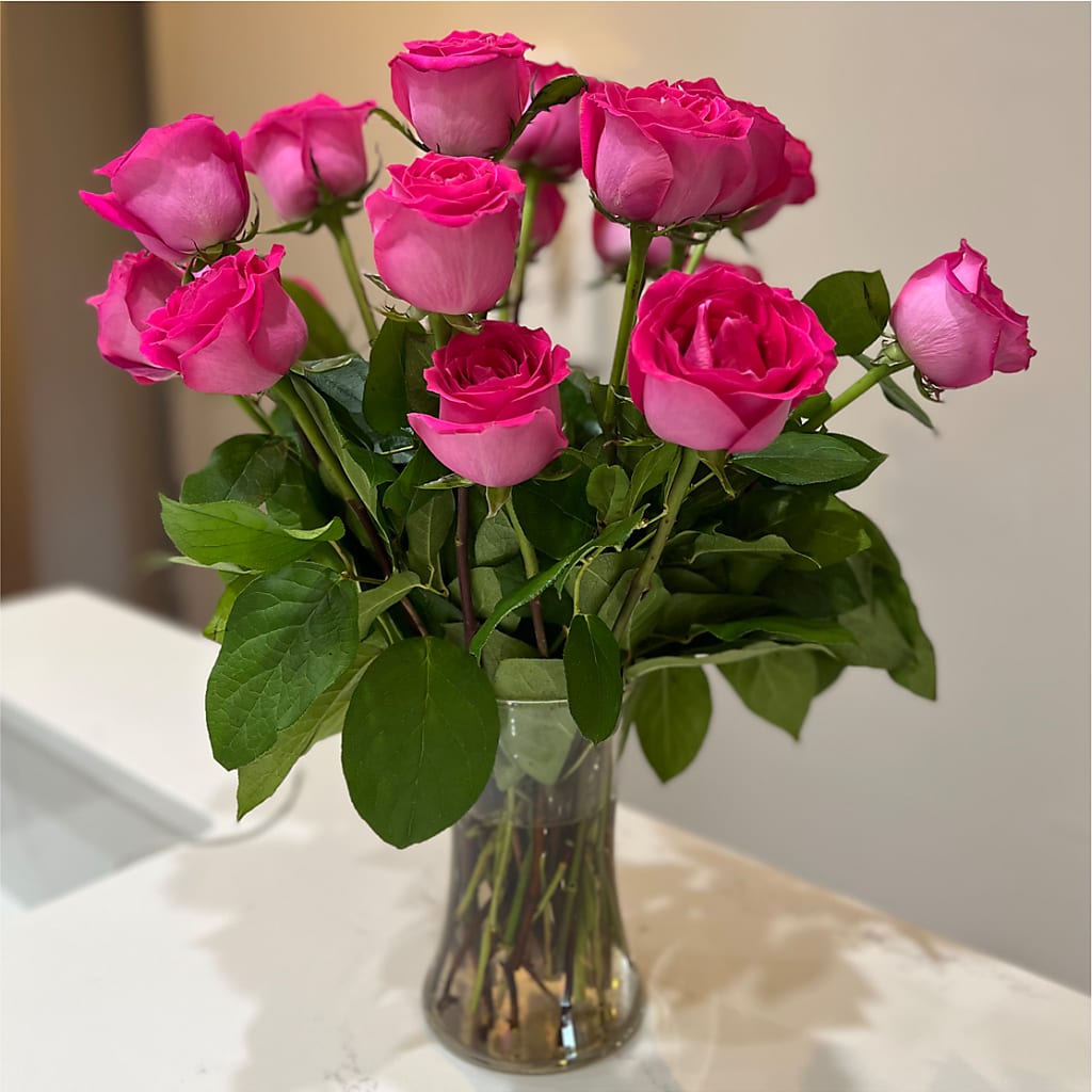 Long Stem Pink Rose Bouquet – A & A FLORIST, Chester SC